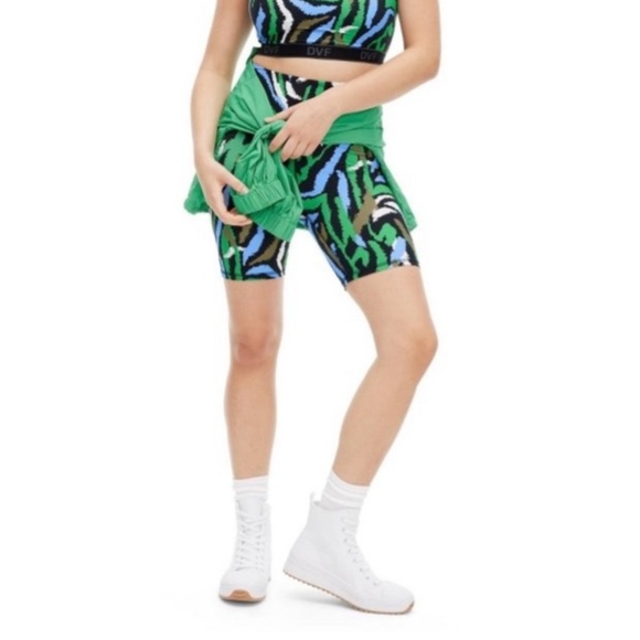 Diane von Furstenberg x Target Disco Zebra Green Bike Shorts Size XL NWT - Picture 3 of 6